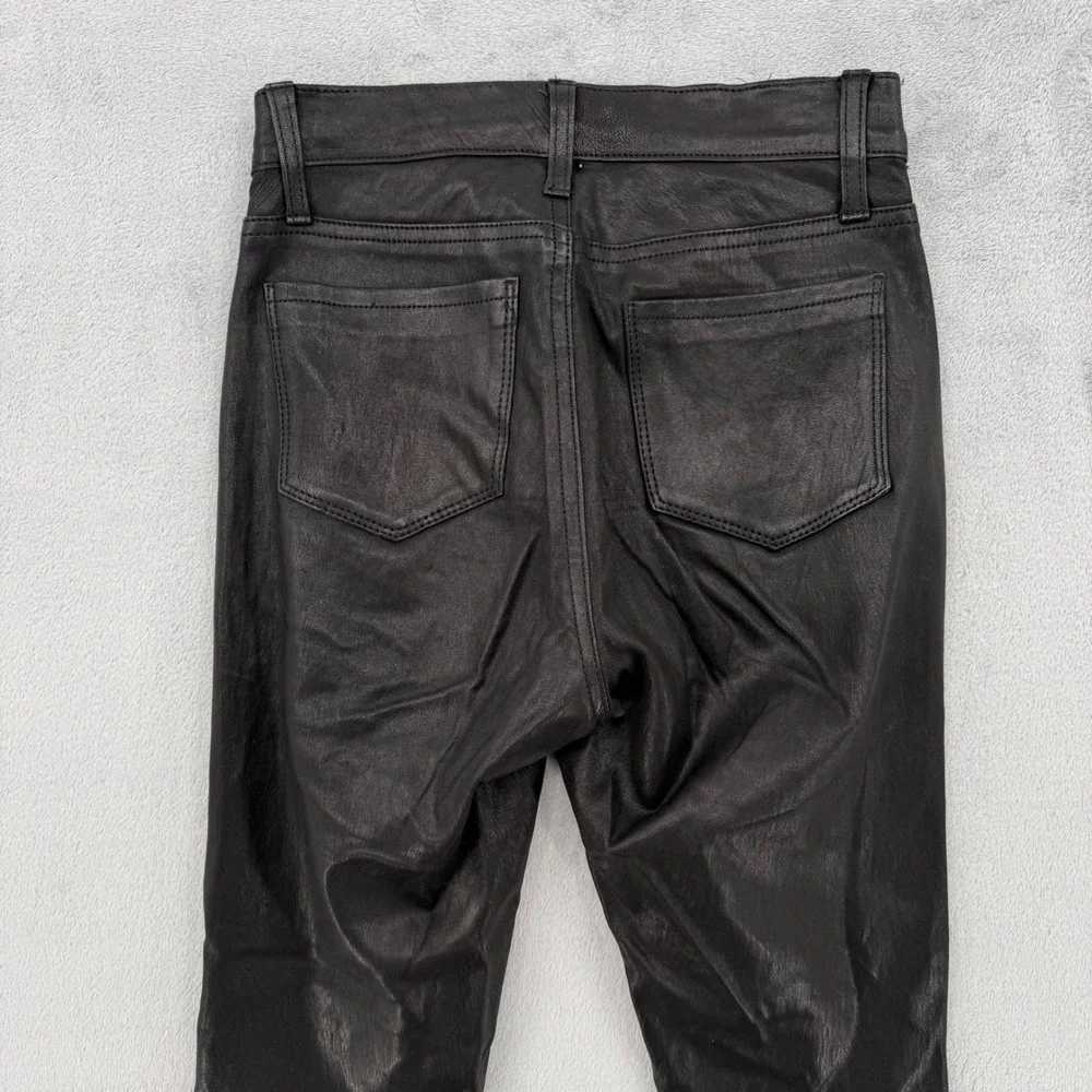 L'Agence Margot Black Coated Skinny Lamb Leather High Rise Pants Size 23 - Picture 7 of 16